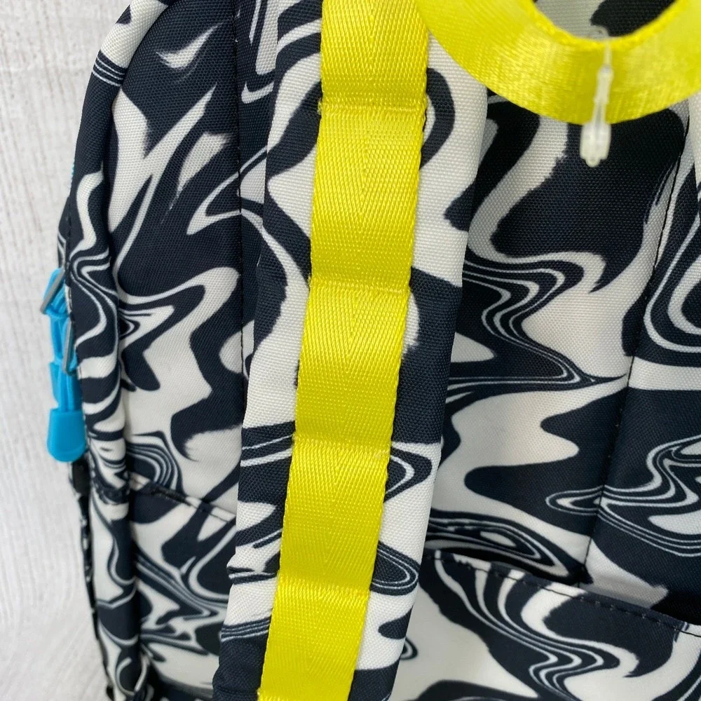 STATE Kane Kids Backpack Large Black White Marbled Wave Colorful Double Pocket